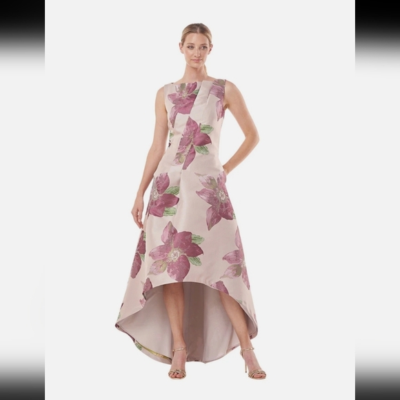 Kay Unger Dresses & Skirts - NWUT KAY  UNGER NEW YORK PALMER FLORAL JACQUARD HI-LOW GOWN